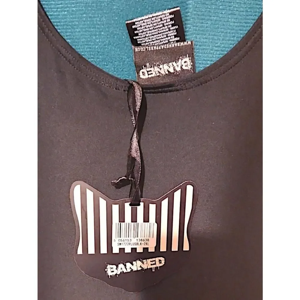 Banned Apparel - Black Lattice Top Swimsuit Plus Size 2X